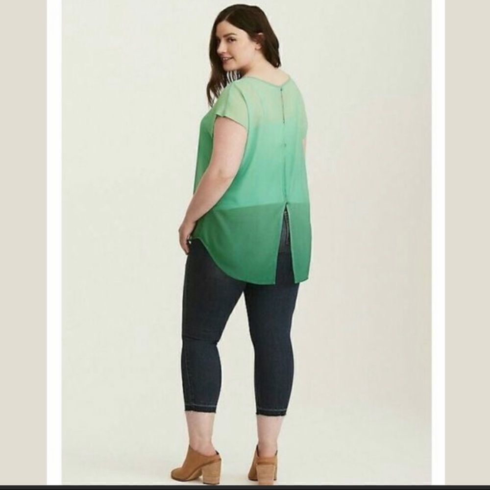 Torrid Ombre Sheer Chiffon Button Back Dolman Top - Picture 2 of 8